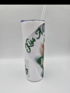 Grace White Skinny Stainless Steel Tumbler with Black Base